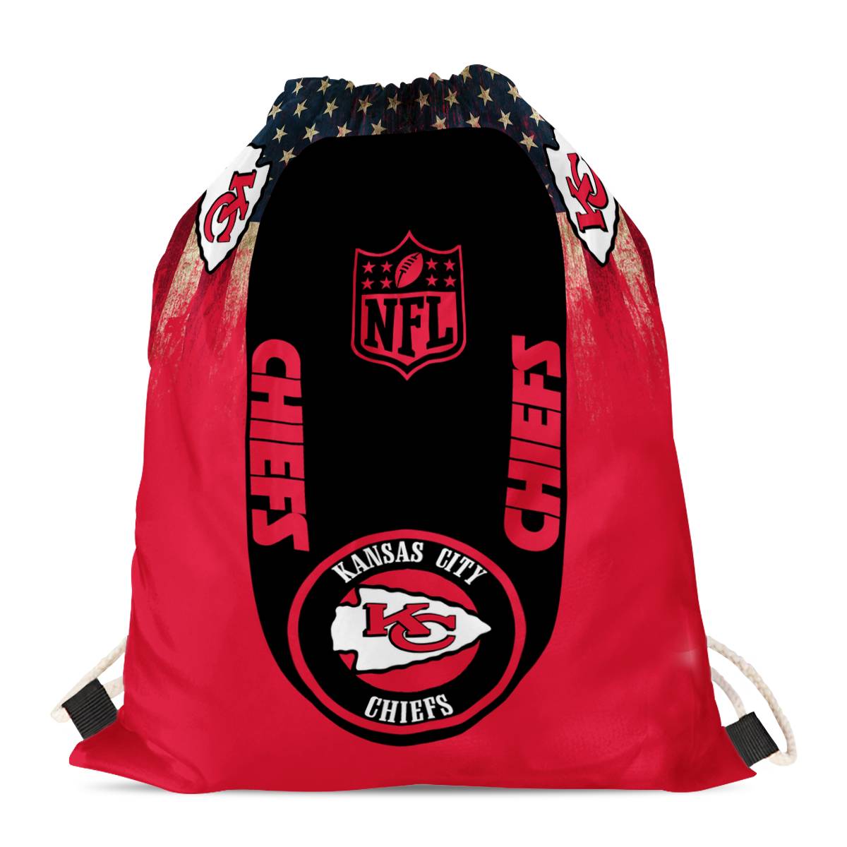 Kansas City Chiefs Drawstring Backpack sack / Gym bag 18" x 14" 001